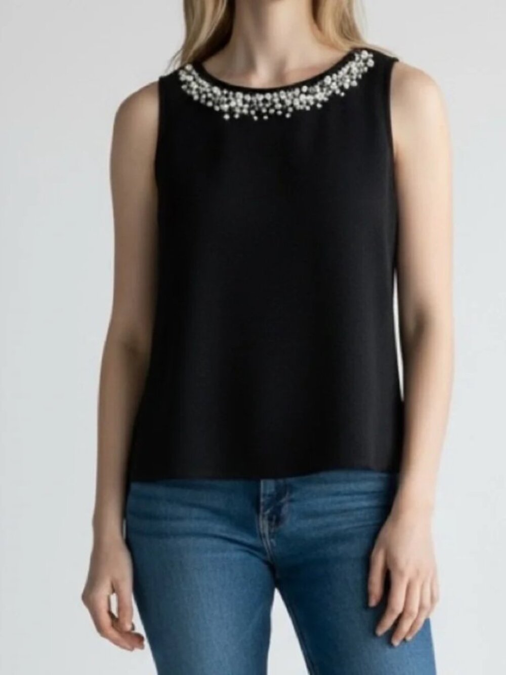 Banana Republic Black Embellished Pearl Top